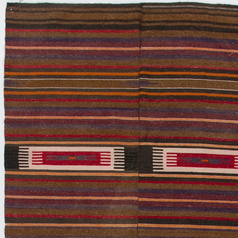 Vintage Handwoven Nomadic Anatolian Kilim, Wool Flatweave Rug