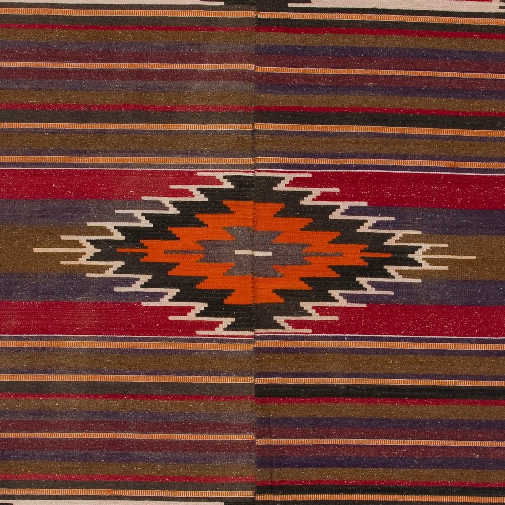Vintage Handwoven Nomadic Anatolian Kilim, Wool Flatweave Rug