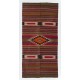 Nomadic Vintage Anatolian Kilim Rug. Flat-Weave Carpet, 100% Wool