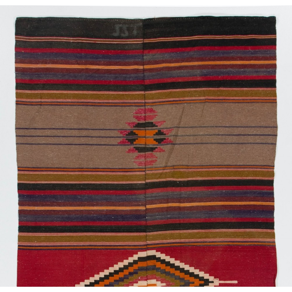 Vintage Anatolian Kilim, Flat-Woven Wool Rug