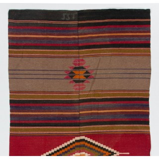 Vintage Anatolian Kilim, Flat-Woven Wool Rug