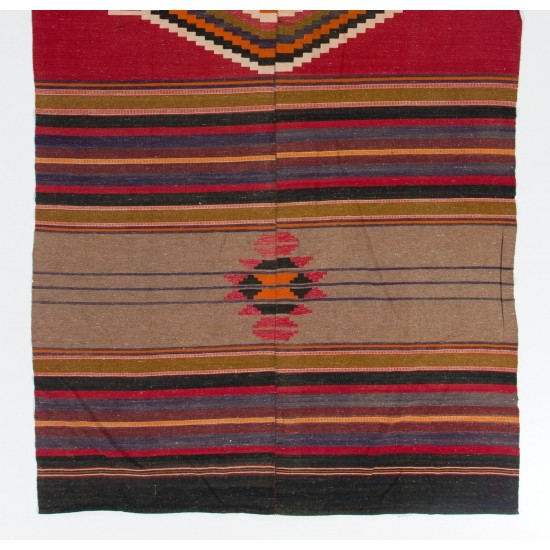 Vintage Anatolian Kilim, Flat-Woven Wool Rug