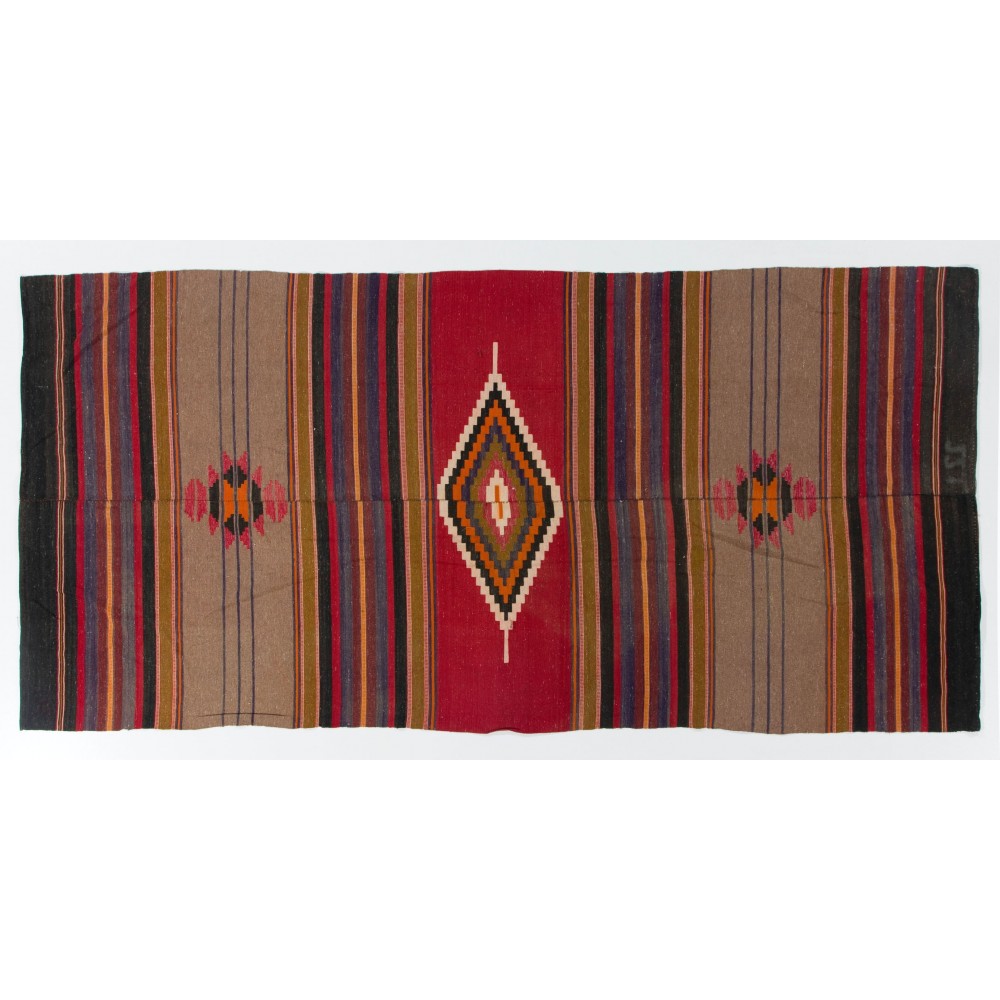 Vintage Anatolian Kilim, Flat-Woven Wool Rug