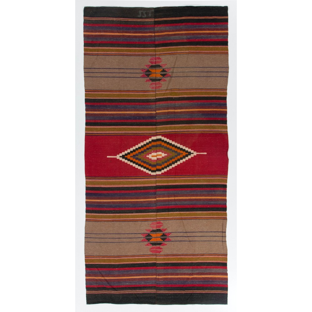 Vintage Anatolian Kilim, Flat-Woven Wool Rug