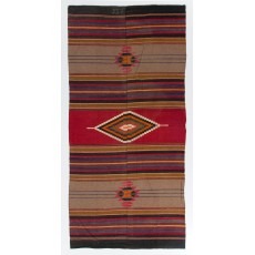 Vintage Anatolian Kilim, Flat-Woven Wool Rug