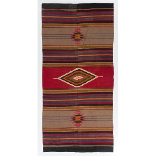 Vintage Anatolian Kilim, Flat-Woven Wool Rug