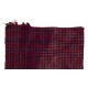 Handmade Central Anatolian Wool Kilim with Chequered Design in Blue and Red Color, Vintage Tablecloth Handmade Central Anatolian Wool Kilim with Chequered Design in Blue and Red Color, Vintage Tablecloth