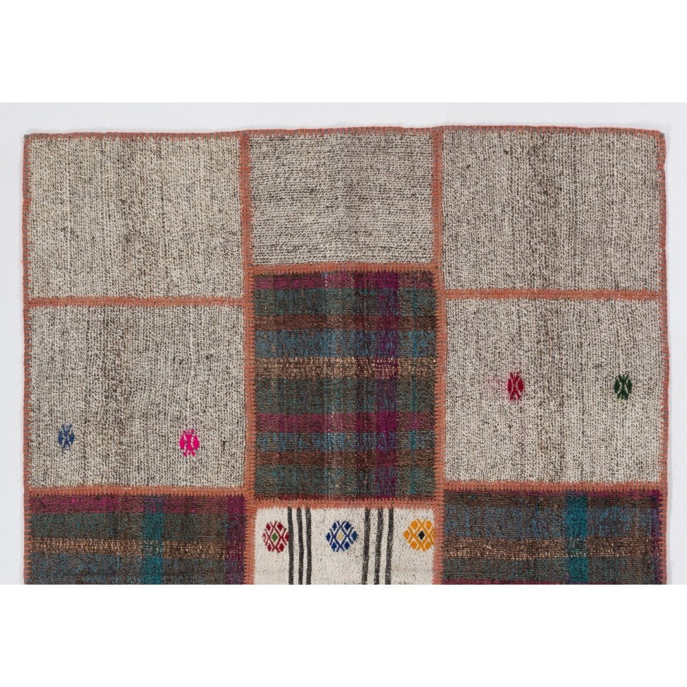 Vintage Hand-woven Turkish Patchwork Kilim Rug. Custom Options Available