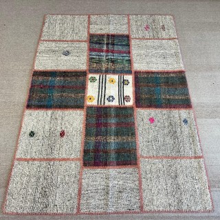 Vintage Handwoven Turkish Patchwork Kilim, Colorful Flatweave Rug, Custom Options Available