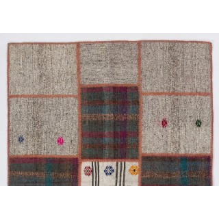 Vintage Hand-woven Turkish Patchwork Kilim Rug. Custom Options Available