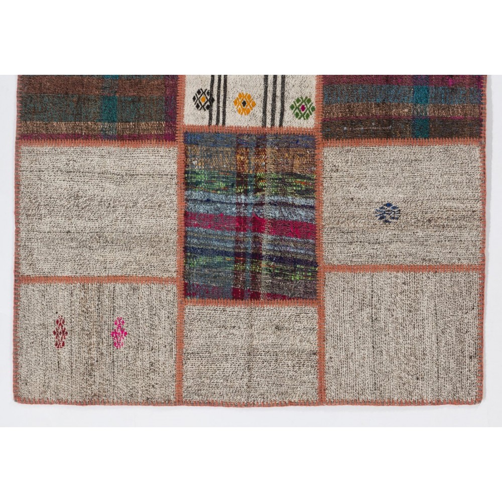 Vintage Hand-woven Turkish Patchwork Kilim Rug. Custom Options Available