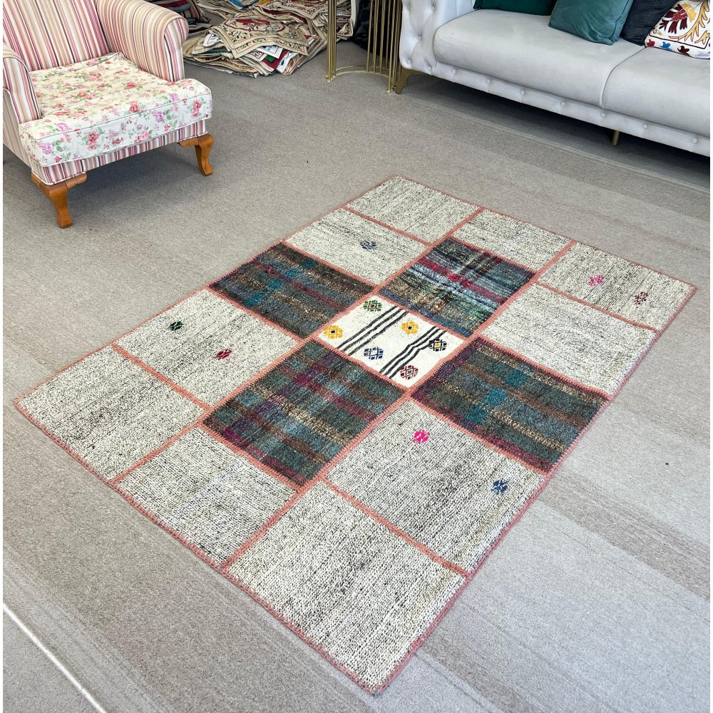 Vintage Handwoven Turkish Patchwork Kilim, Colorful Flatweave Rug, Custom Options Available Vintage Handwoven Turkish Patchwork Kilim, Colorful Flatweave Rug, Custom Options Available