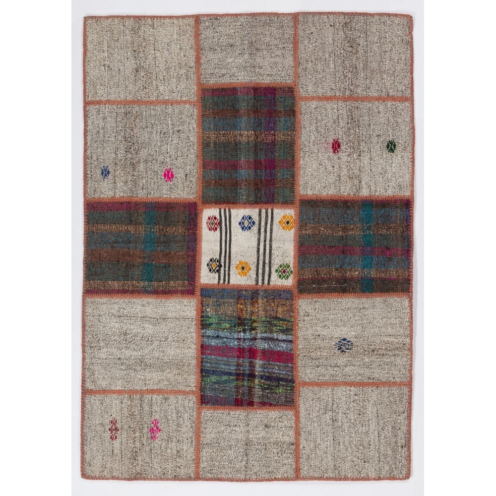 Vintage Hand-woven Turkish Patchwork Kilim Rug. Custom Options Available