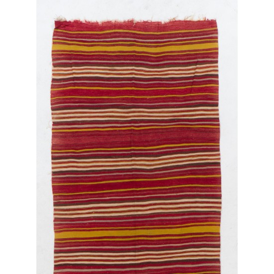 Hand-woven Vintage Central Anatolian Runner Kilim (Flat-weave), 100% Wool Hand-woven Vintage Central Anatolian Runner Kilim (Flat-weave), 100% Wool