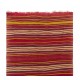 Handmade Kilim Runner with Colorful Stripes. Vintage Red Hallway Rug