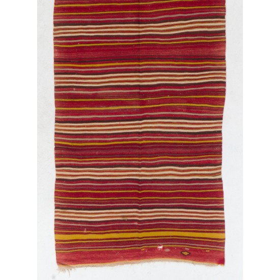 Hand-woven Vintage Central Anatolian Runner Kilim (Flat-weave), 100% Wool Hand-woven Vintage Central Anatolian Runner Kilim (Flat-weave), 100% Wool