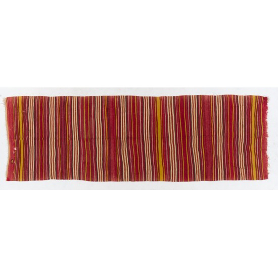 Hand-woven Vintage Central Anatolian Runner Kilim (Flat-weave), 100% Wool Hand-woven Vintage Central Anatolian Runner Kilim (Flat-weave), 100% Wool