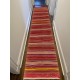 Handmade Kilim Runner with Colorful Stripes. Vintage Red Hallway Rug