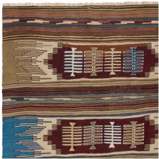 Vintage Nomadic Kilim, Flat-Woven Wool Floor Covering