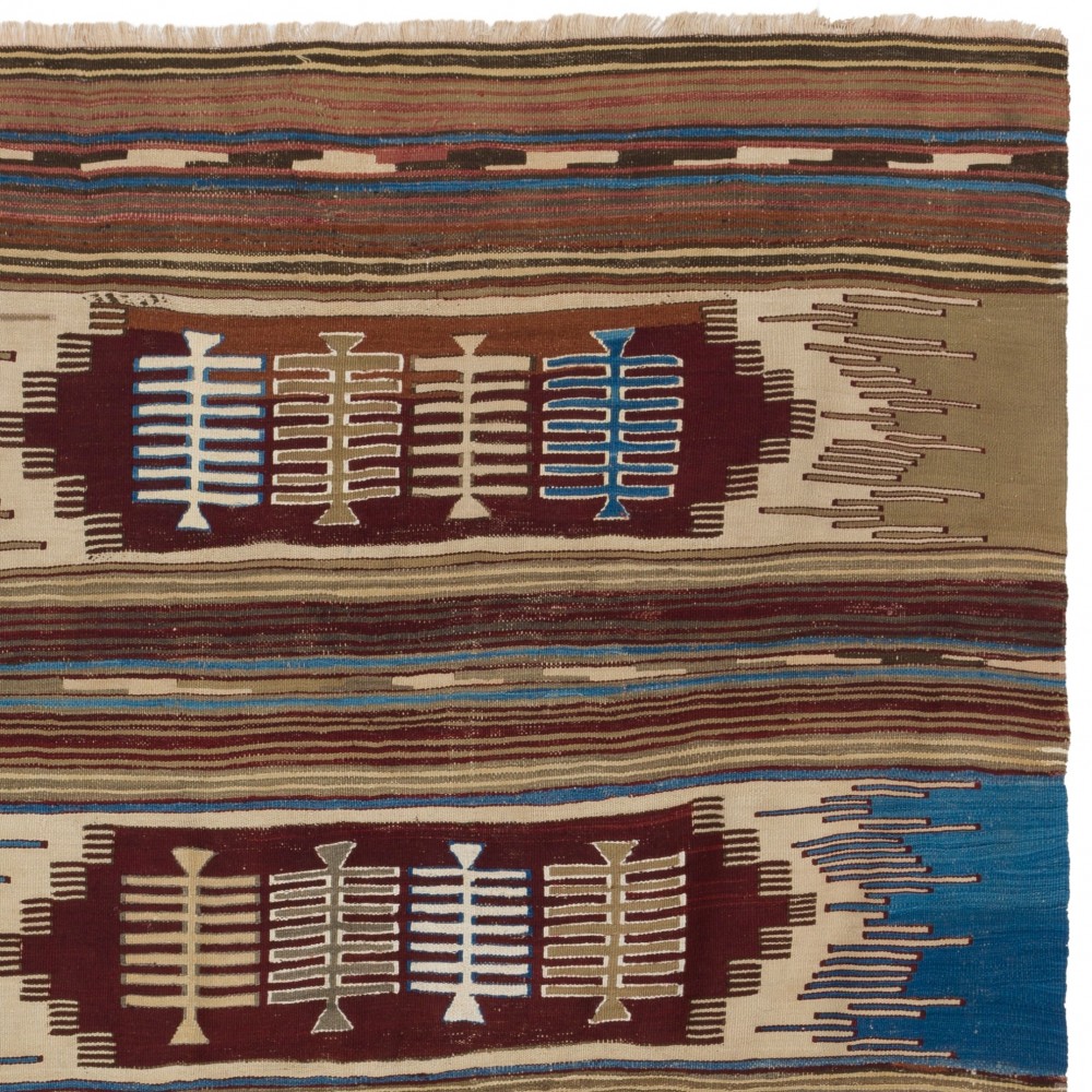 Vintage Nomadic Kilim, Flat-Woven Wool Floor Covering