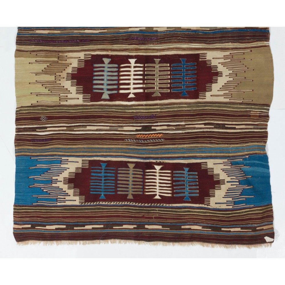 Vintage Nomadic Kilim, Flat-Woven Wool Floor Covering
