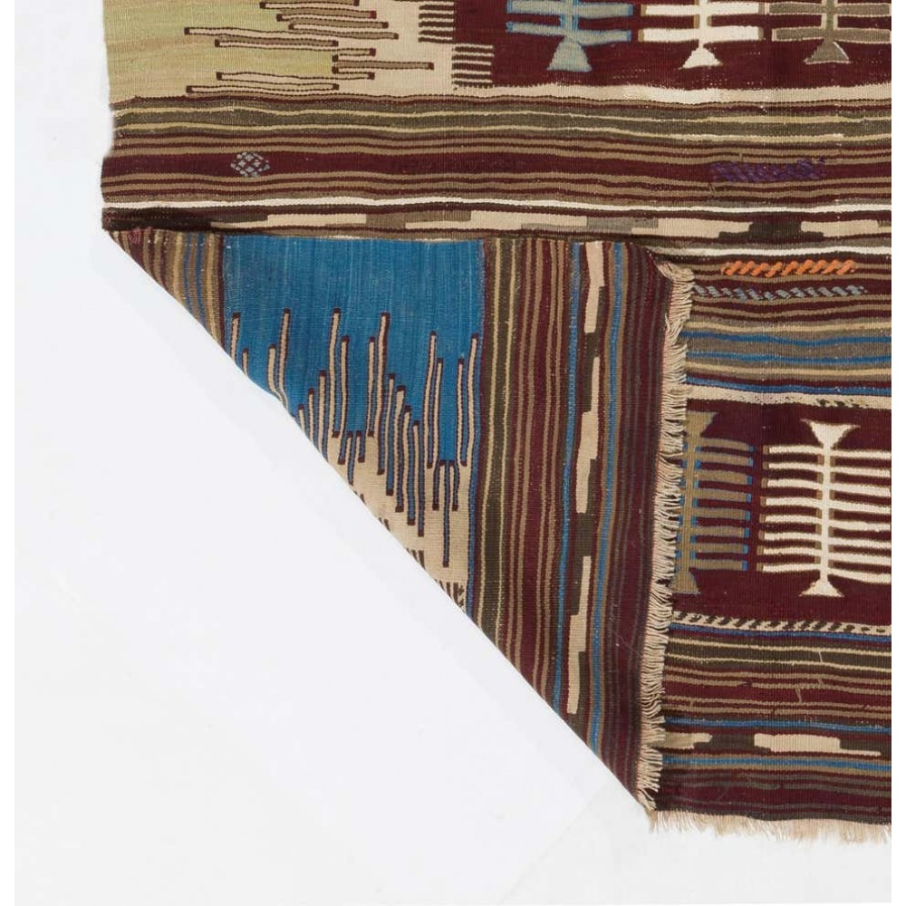 Vintage Nomadic Kilim, Flat-Woven Wool Floor Covering