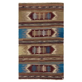 Vintage Nomadic Kilim, Flat-Woven Wool Floor Covering