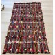 Vintage Handwoven Turkish Tribal Kilim, Flatweave Rug with Colorful Pom Poms