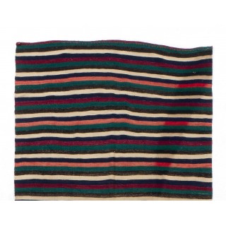Hand-woven Vintage Turkish Kilim (Flat-weave), Striped Runner Rug, All Wool Hand-woven Vintage Turkish Kilim (Flat-weave), Striped Runner Rug, All Wool