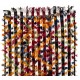 Banded Tribal Kilim Rug with Colorful Poms. Floor Cover, Bed Cover, Wall Hanging