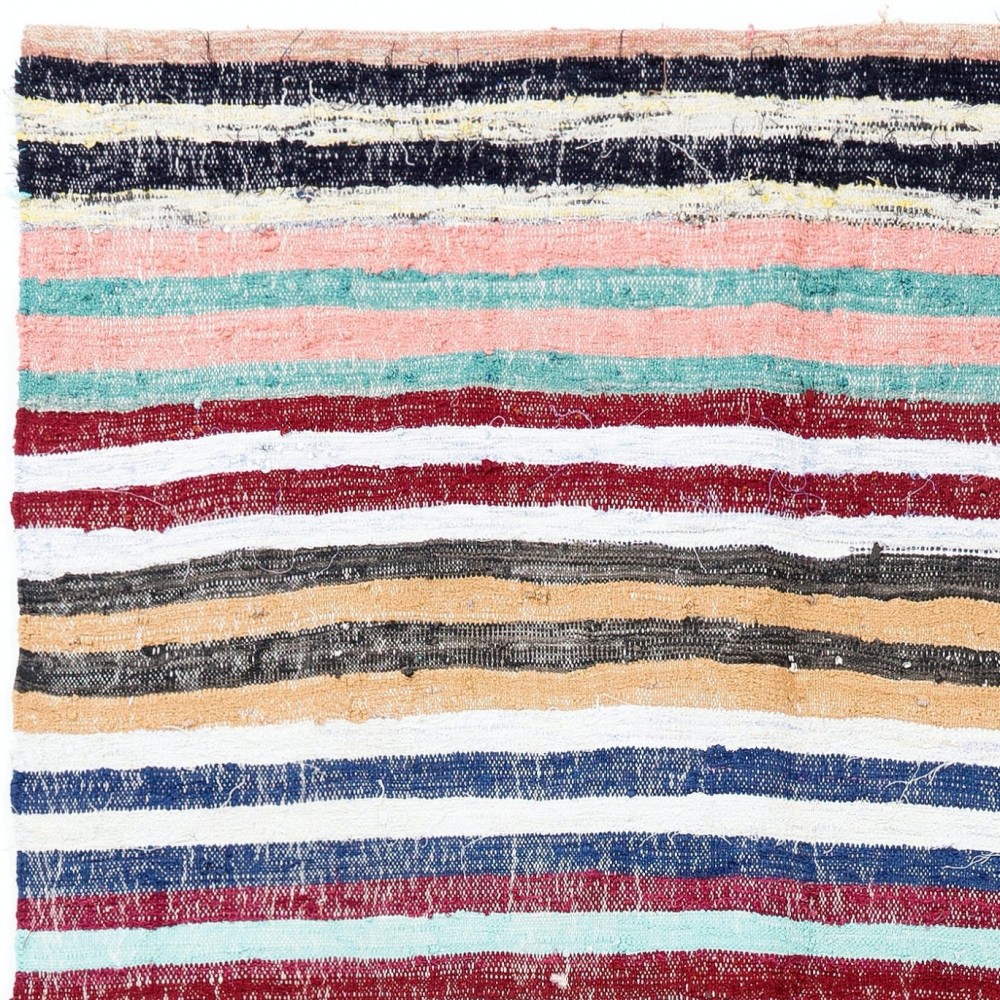 Vintage Handwoven Striped Cotton Kilim, Flatweave Rag Rug for Home or Office Vintage Handwoven Striped Cotton Kilim, Flatweave Rag Rug for Home or Office