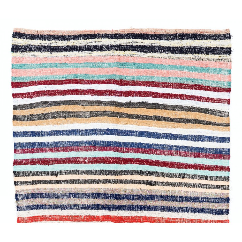 Vintage Striped Cotton Kilim. Flatweave Rag Rug 4 Home & Office Decor