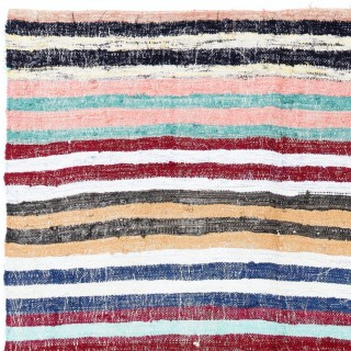 Vintage Handwoven Striped Cotton Kilim, Flatweave Rag Rug for Home or Office Vintage Handwoven Striped Cotton Kilim, Flatweave Rag Rug for Home or Office