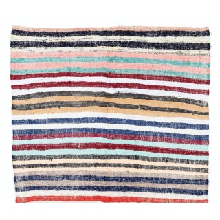 Vintage Striped Cotton Kilim. Flatweave Rag Rug 4 Home & Office Decor