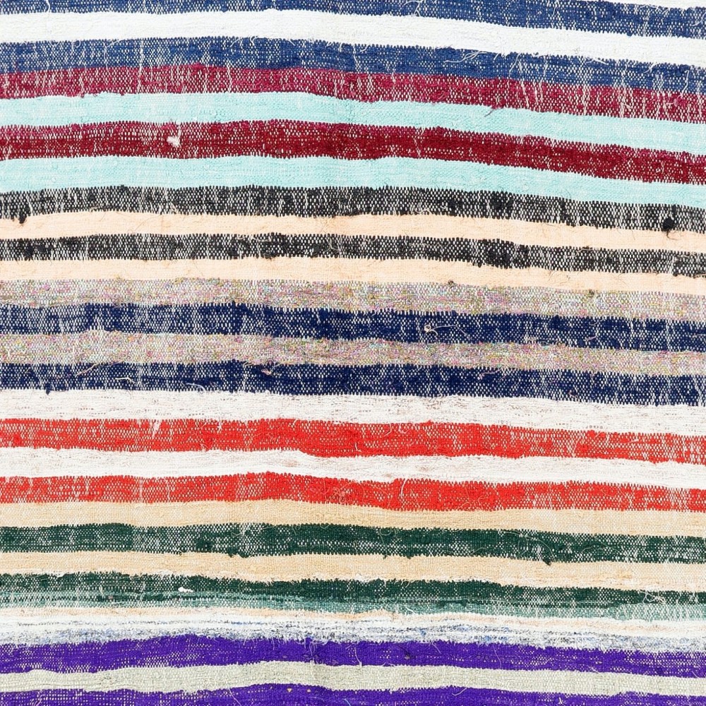 Vintage Handwoven Striped Cotton Kilim, Flatweave Rag Rug for Home or Office Vintage Handwoven Striped Cotton Kilim, Flatweave Rag Rug for Home or Office