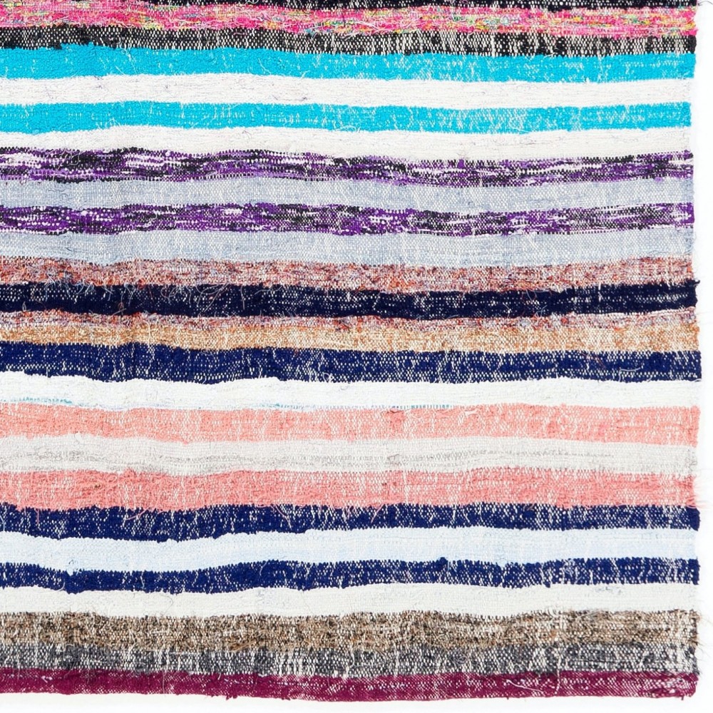 Vintage Handwoven Striped Cotton Kilim, Flatweave Rag Rug for Home or Office Vintage Handwoven Striped Cotton Kilim, Flatweave Rag Rug for Home or Office