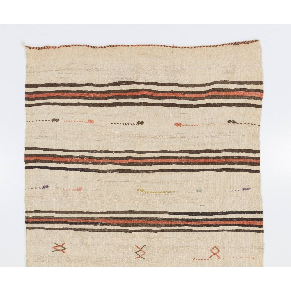 Vintage Turkish Kilim Runner, Flat-Woven Rug, 100% Wool