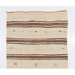 Vintage Turkish Kilim Runner, Flat-Woven Rug, 100% Wool