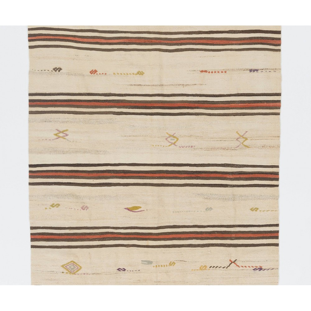 Vintage Turkish Kilim Runner, Flat-Woven Rug, 100% Wool