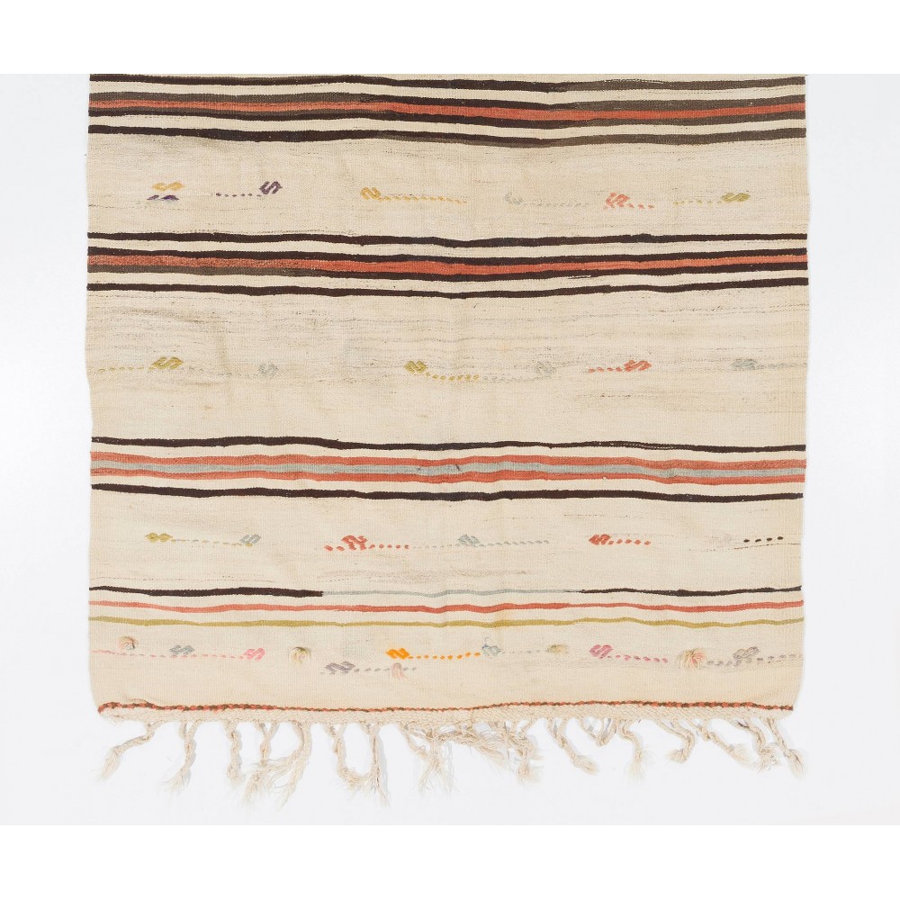Vintage Turkish Kilim Runner, Flat-Woven Rug, 100% Wool
