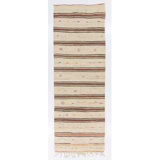 Vintage Turkish Kilim Runner, Flat-Woven Rug, 100% Wool