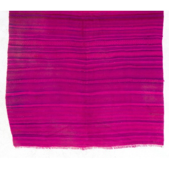 Fuchsia Pink Color Flatweave Rug. Contemporary Floor Covering 100% Wool