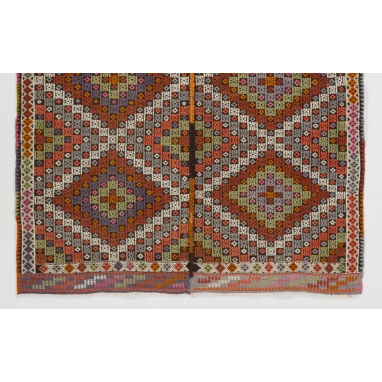 Cheerful Diamond Design Anatolian Kilim Rug