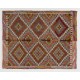 Old Turkish Jijim Kilim, Embroidered Cicim Rug with Diamond Design