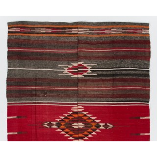 Hand-woven Vintage Turkish Kilim (Flat-weave), All Wool Hand-woven Vintage Turkish Kilim (Flat-weave), All Wool