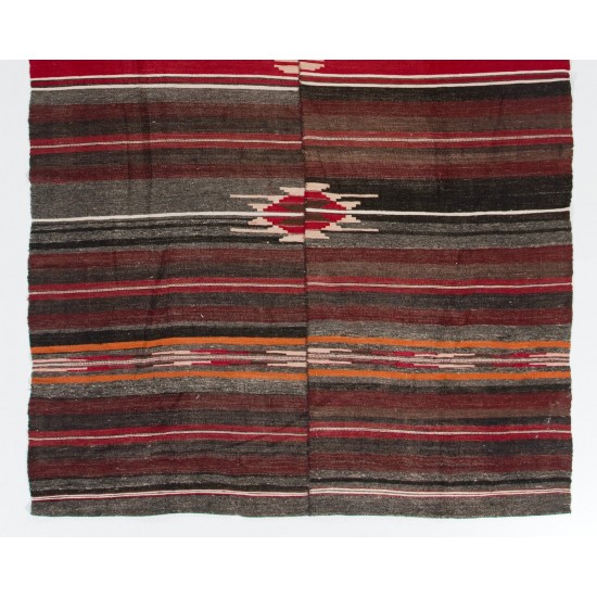 Hand-woven Vintage Turkish Kilim (Flat-weave), All Wool Hand-woven Vintage Turkish Kilim (Flat-weave), All Wool