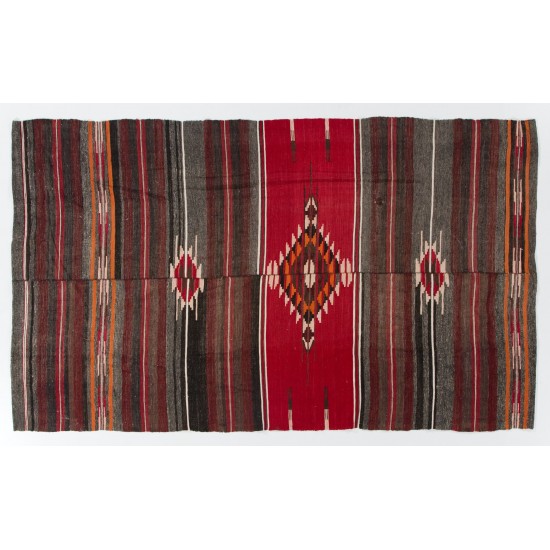 Hand-woven Vintage Turkish Kilim (Flat-weave), All Wool Hand-woven Vintage Turkish Kilim (Flat-weave), All Wool
