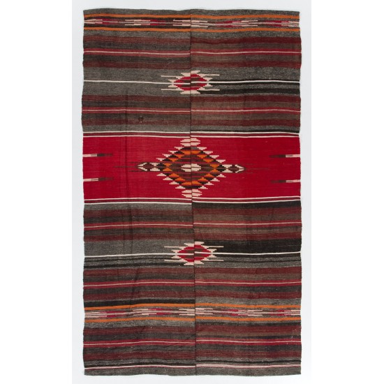 Hand-woven Vintage Turkish Kilim (Flat-weave), All Wool Hand-woven Vintage Turkish Kilim (Flat-weave), All Wool