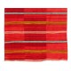 Hand-Woven Striped Nomadic Kilim Rug in Vivid Red Color