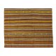 Hand-woven Vintage Banded Turkish Kilim (Flat-weave) with Striped Design, All Wool